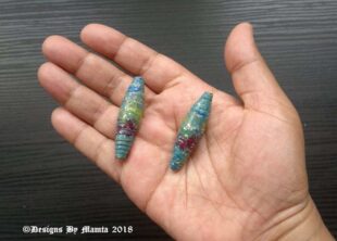 2 Turquoise Brown Green Bicone Paper Beads