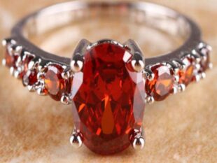 925 Red Garnet Silver Ring