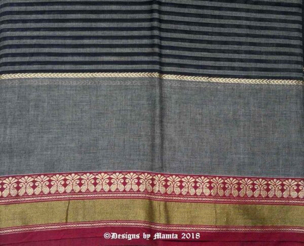 Black Grey Indian Ilkal Sari Fabric