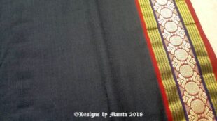 Black Hand Woven Indian Ilkal Sari Fabric