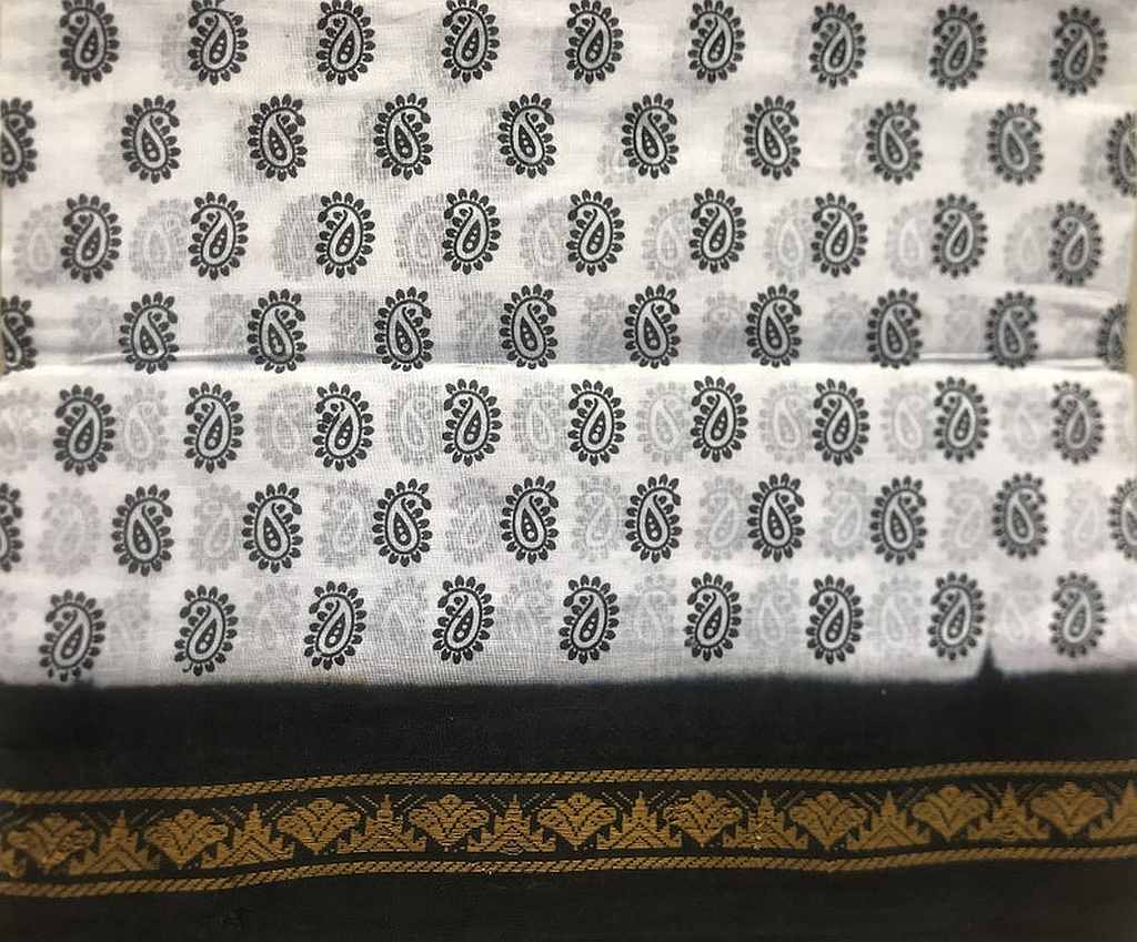 Black Paisley Sari Fabric By The Yard | Handmade Fabrics