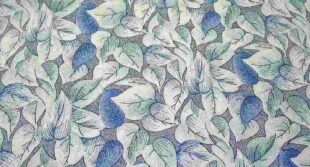 Blue Heart Leaves Quilting Fabric