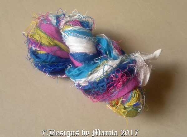 Blue Rose Silk Yarn Sari Ribbon