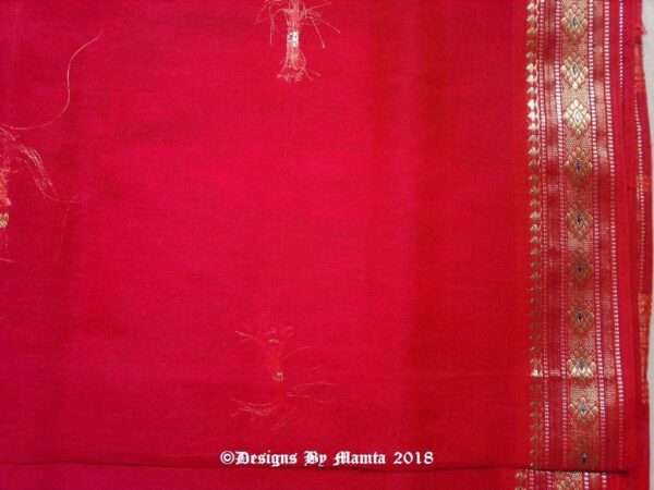 Bright Red Indian Sari Fabric