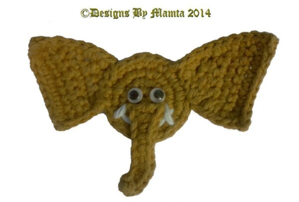 Crochet Elephant Head Applique Pattern