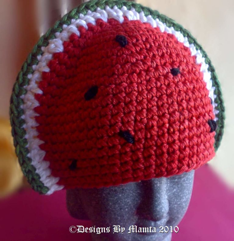 Watermelon Hat Crochet Pattern For Newborn Babies Children & Toddlers