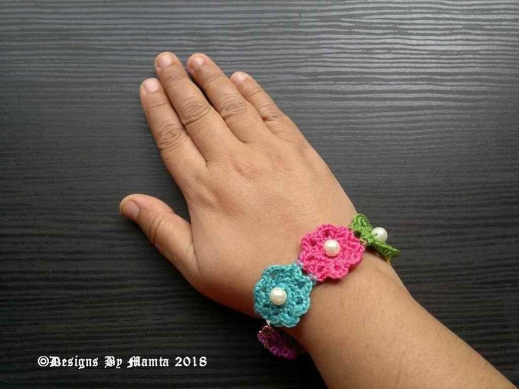 Rainbow Crochet Flowers Bracelet | Unique Handmade Jewelry