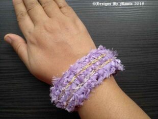 Crochet Purple Fabric Cuff Bracelet