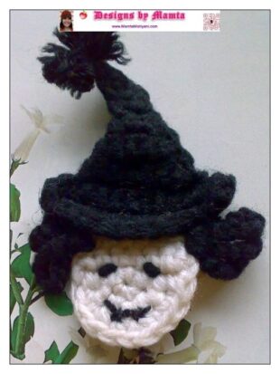 Crochet Witch Head Applique Pattern