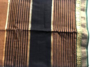 Dual Tone Brown Black Sari Fabric