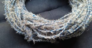 Gray Blue Hemmed Saree Cord