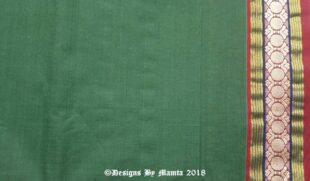 Green Gold Indian Cotton Sari Fabric