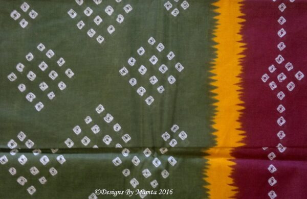 Heena Green Bandhani Tie Dye Sari Fabric