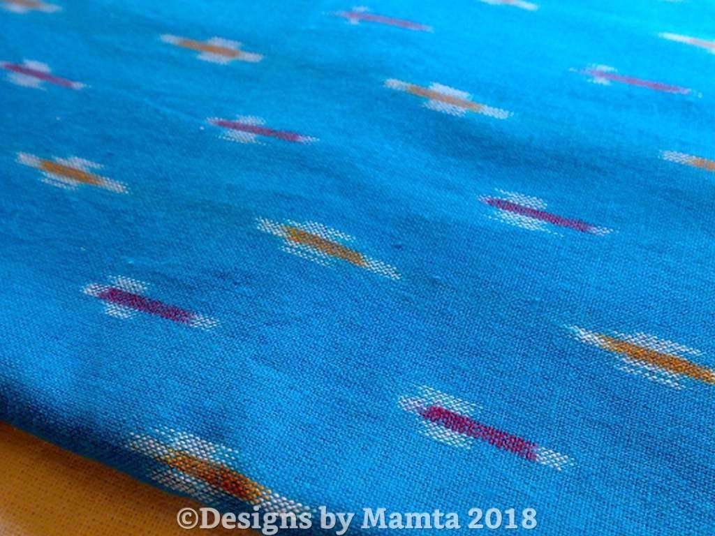 Light Blue Indian Ikat Fabric | Handmade Cotton | Online Fabric Store