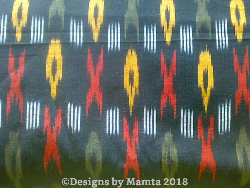 Black Red Yellow White Ikat Fabric | Earth Friendly Cotton | 100 Yards