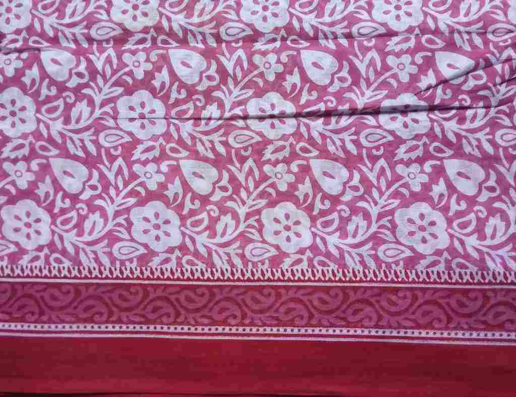 Pink Floral Indian Sari Fabric
