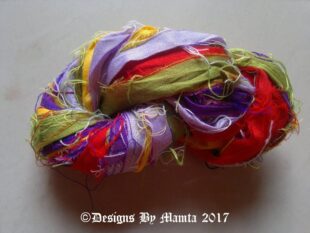 Iris Flower Silk Sari Ribbon Yarn