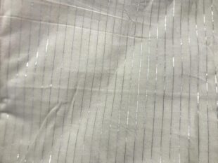 Off White Cotton Lurex Stripes Fabric