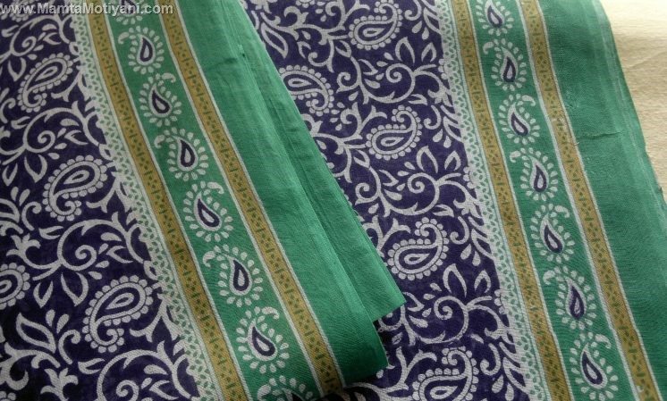 Paisley Cotton Sari Fabric By The Yard-Unique Indian Saree