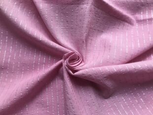 Pink Cotton Lurex Stripes Fabric