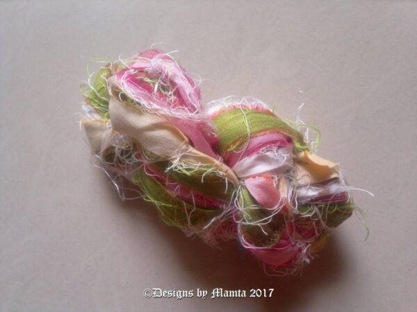 Pink Rose Silk Yarn Sari Ribbon