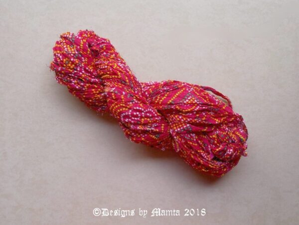 Pink Tye Dye Sari Ribbon Yarn