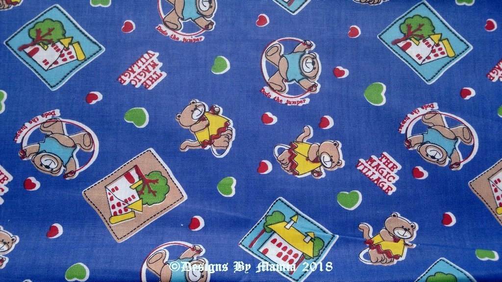 Blue Teddy Bear Children Nursery Fabric | Designer Fabrics Of India