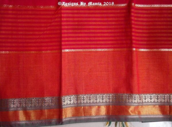 Red Orange Dual Tone Indian Sari Fabric