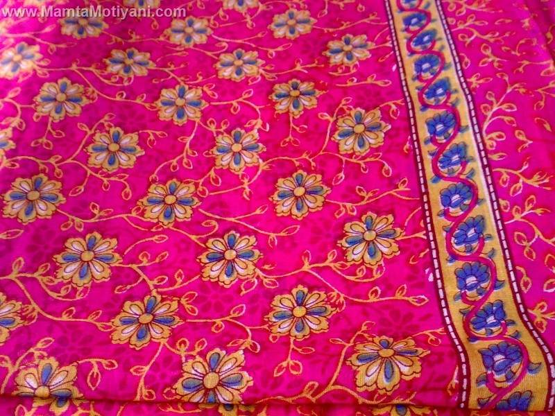 Shocking Pink Floral Sari Fabric By The Yard - Unique Saree