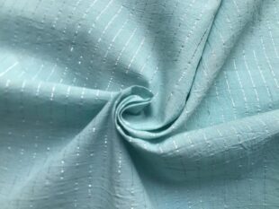 Sky Blue Cotton Lurex Stripes Fabric