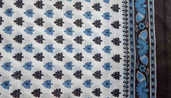 Sky Blue Cotton Sari Fabric