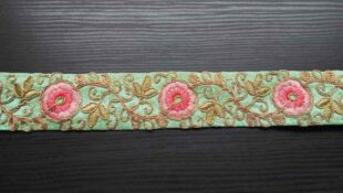 Turquoise Blue Pink Floral Trim