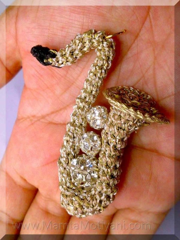 Crochet Saxophone Jewelry Pattern Unusual & Miniature Crochet Pattern