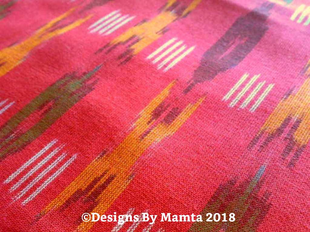 Amaranth Red Ikat Fabric | Designer Handmade Cotton | 100 Yards